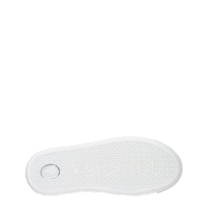 Versace White Leather Sneakers: Bold Casual Elegance