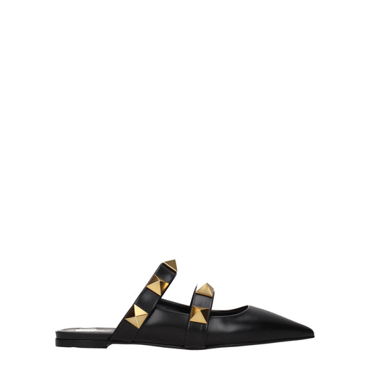 Valentino Garavani Black Leather Sandal with Stud Detailing