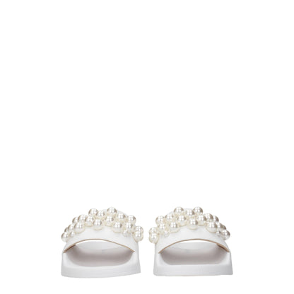 Stuart Weitzman White Leather Slipper - Effortless Elegance