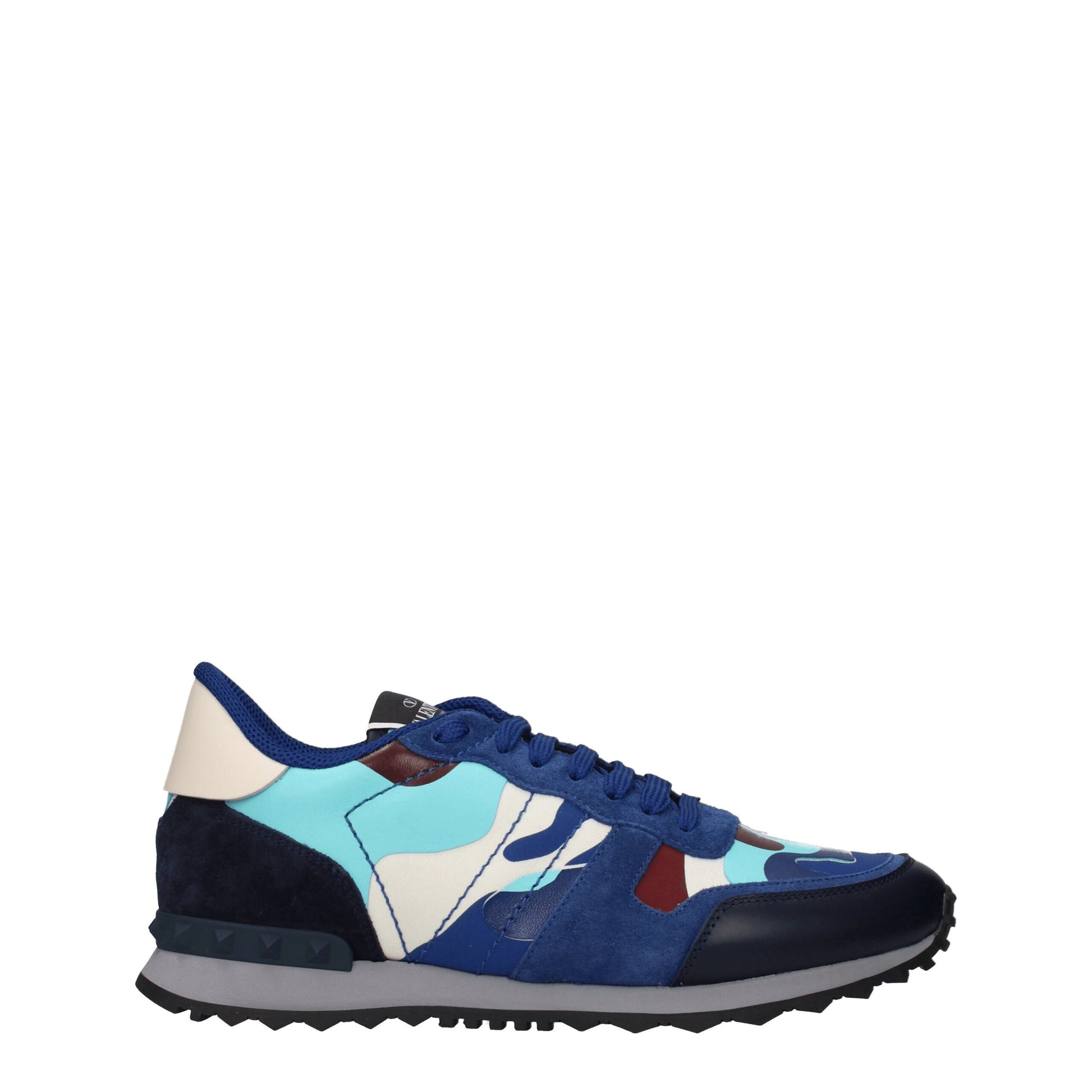 Valentino Garavani Blue Leather Sneakers with Studs