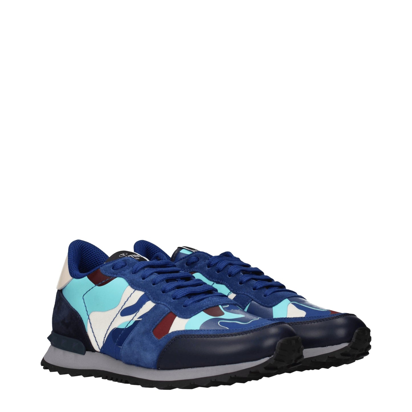 Valentino Garavani Blue Leather Sneakers with Studs