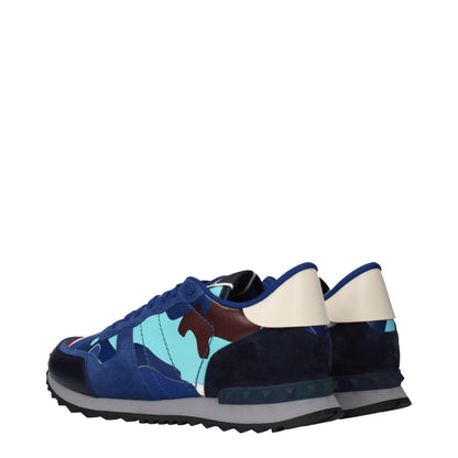 Valentino Garavani Blue Leather Sneakers with Studs