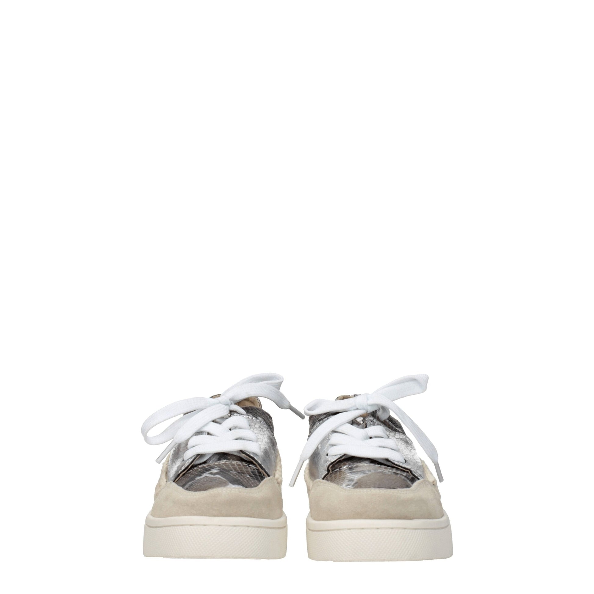 Mou Gray Leather Sneakers with Python Print