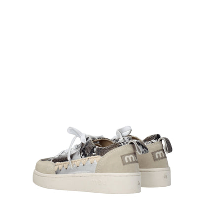 Mou Gray Leather Sneakers with Python Print