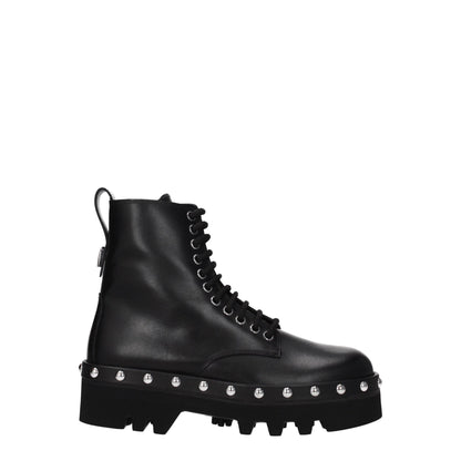 Furla Black Leather Ankle Boots with Vintage Effect