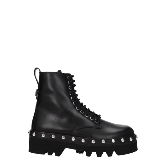 Furla Black Leather Ankle Boots with Vintage Effect