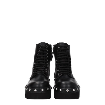 Furla Black Leather Ankle Boots with Vintage Effect