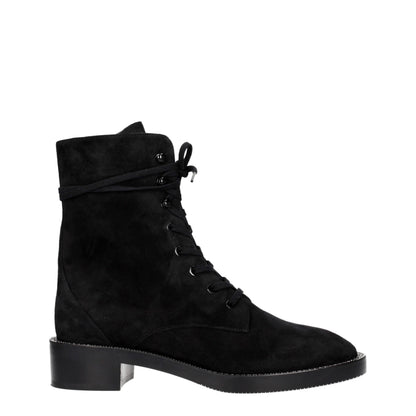 Stuart Weitzman Black Leather Ankle Boots with Rhinestones