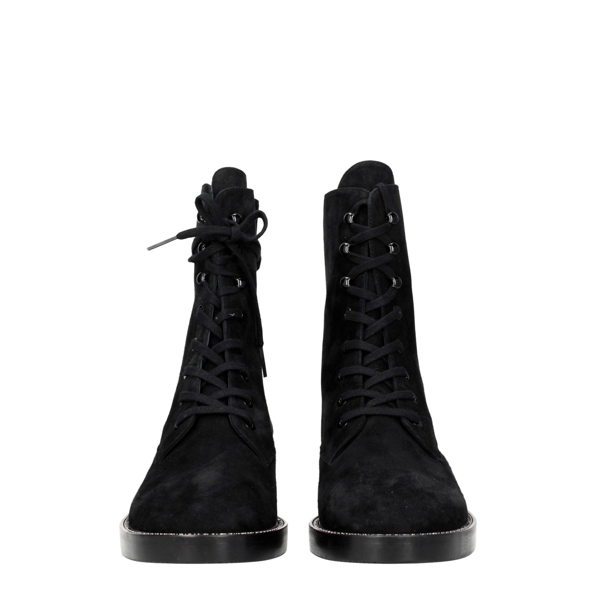Stuart Weitzman Black Leather Ankle Boots with Rhinestones
