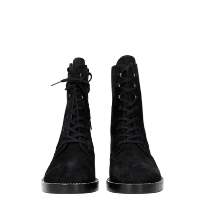 Stuart Weitzman Black Leather Ankle Boots with Rhinestones