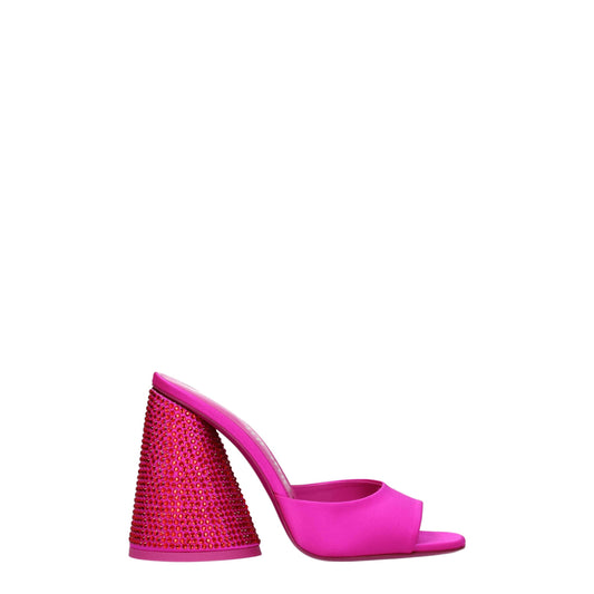 The Attico Pink Satin Sandal - Fuchsia Rhinestone Elegance