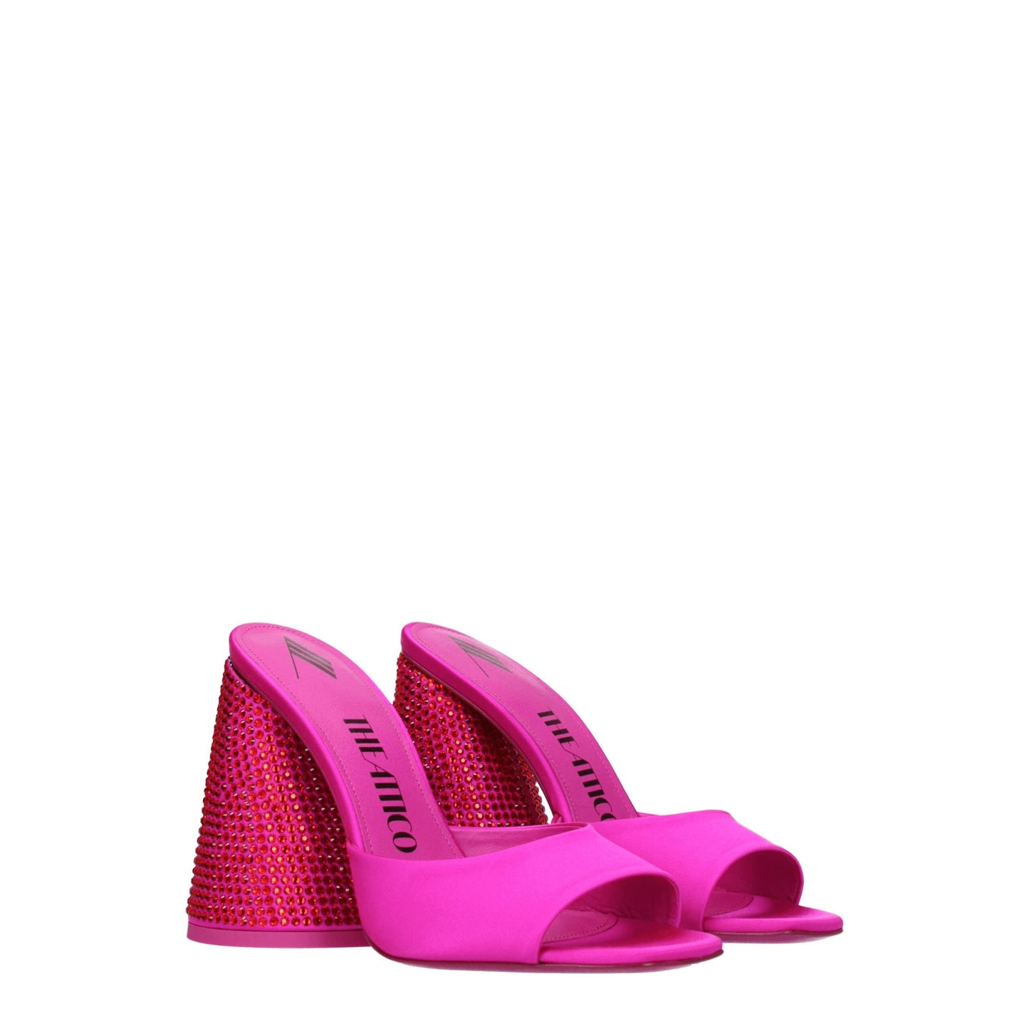 The Attico Pink Satin Sandal - Fuchsia Rhinestone Elegance