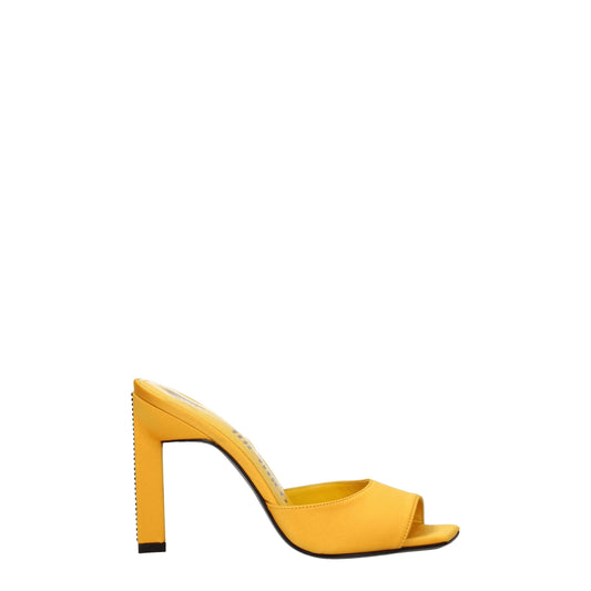 The Attico Orange Satin Sandal with Rhinestones