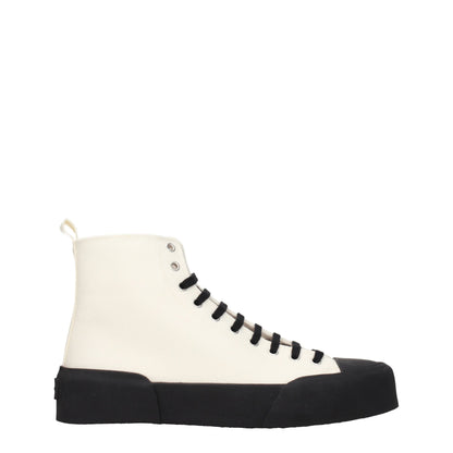 Jil Sander Beige High Top Sneakers with Black Sole & Laces