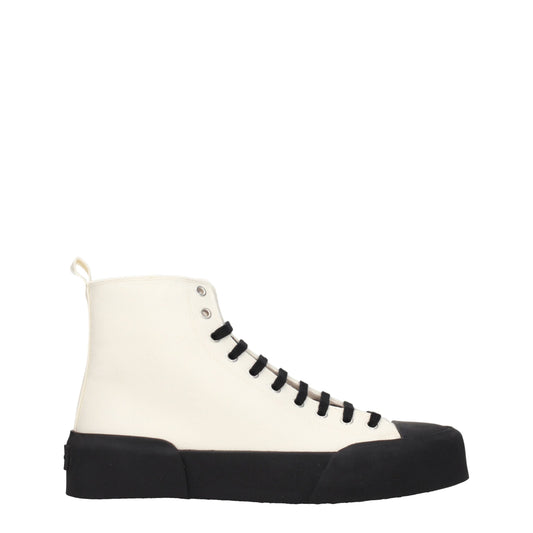 Jil Sander Beige High Top Sneakers with Black Sole & Laces