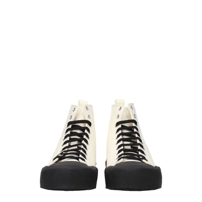Jil Sander Beige High Top Sneakers with Black Sole & Laces
