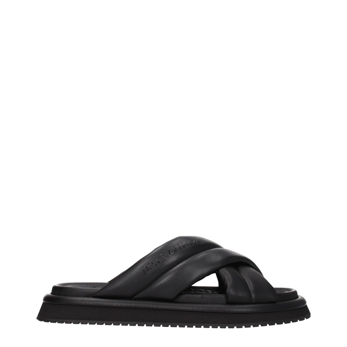 Dolce & Gabbana Black Leather Sandal for Men