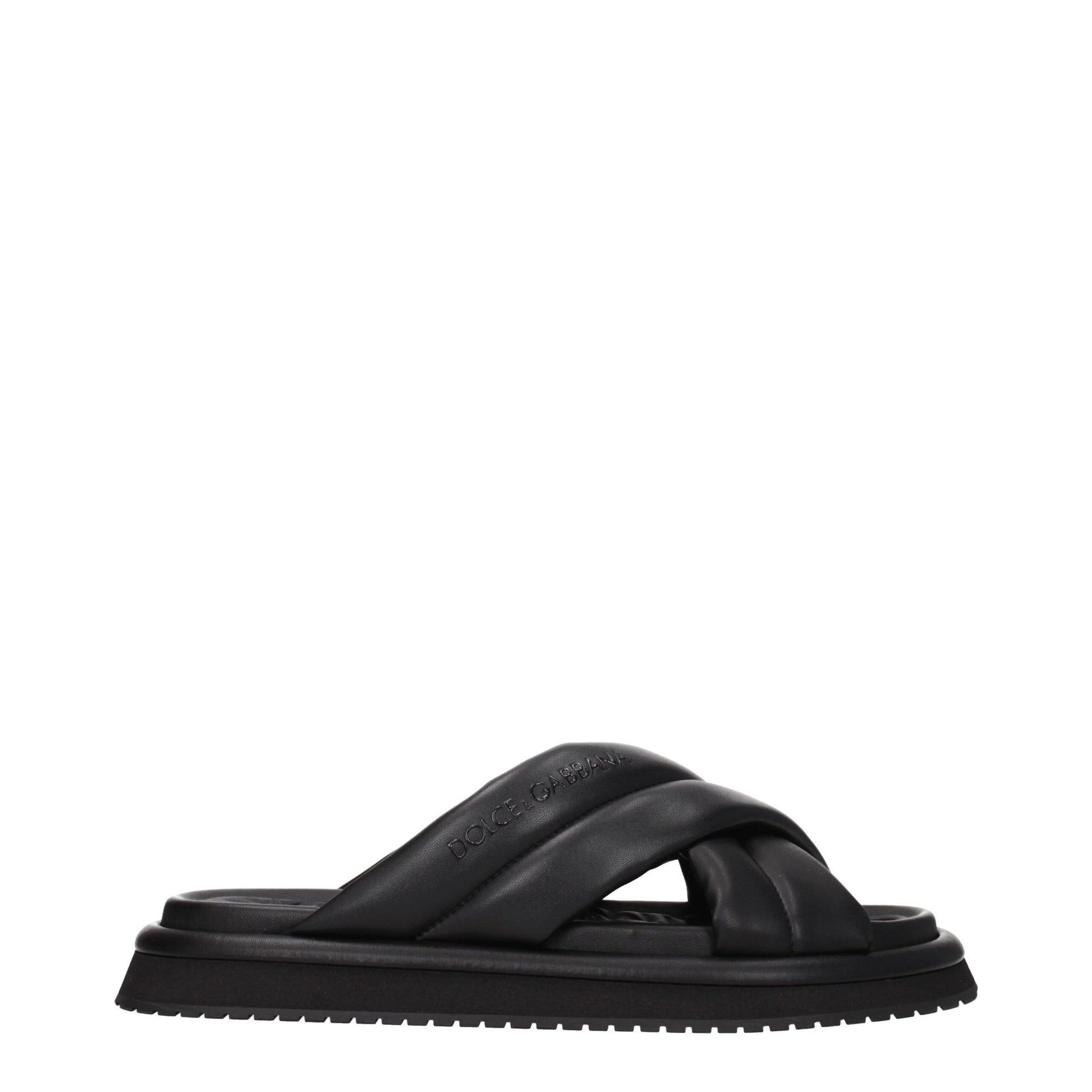 Dolce & Gabbana Black Leather Sandal for Men