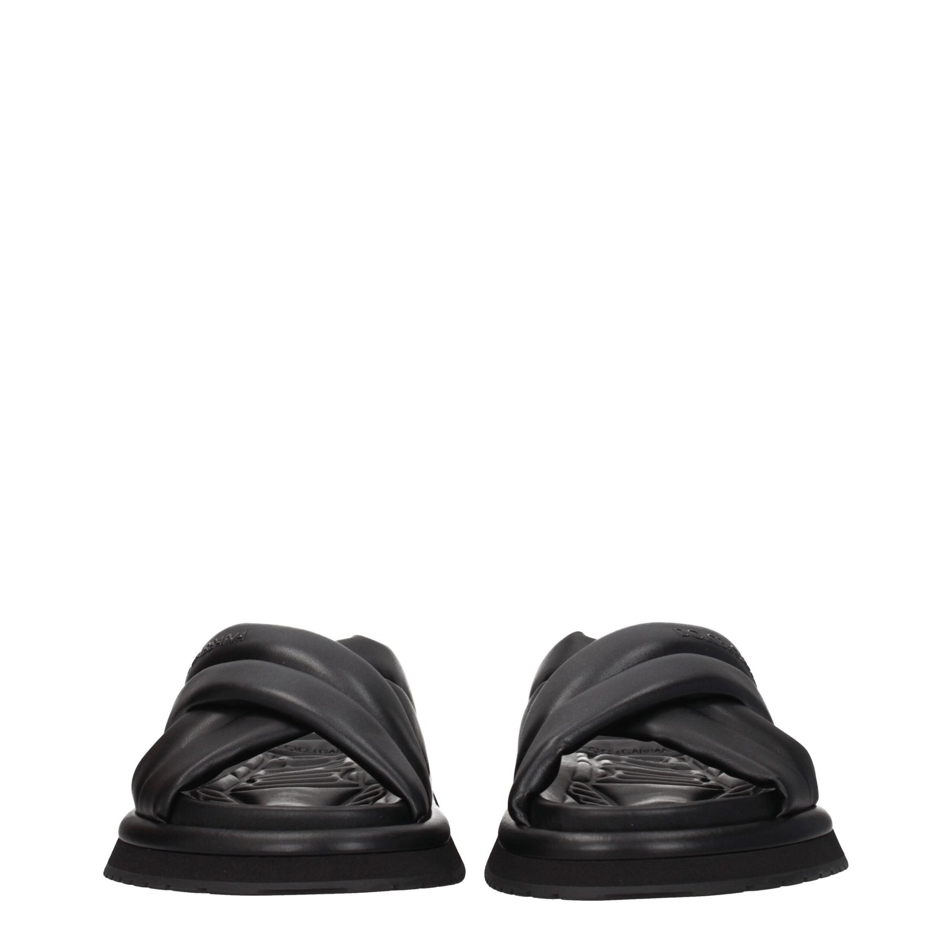 Dolce & Gabbana Black Leather Sandal for Men