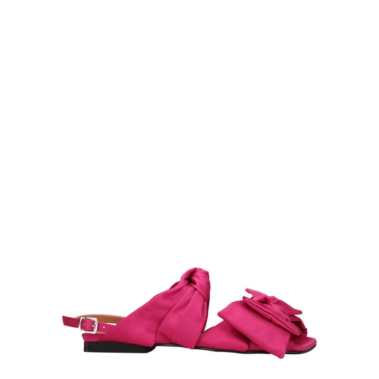 Ganni Pink Fabric Sandal - Fuchsia Front Detail Design