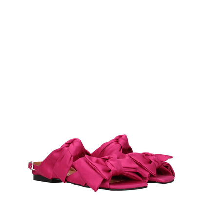 Ganni Pink Fabric Sandal - Fuchsia Front Detail Design