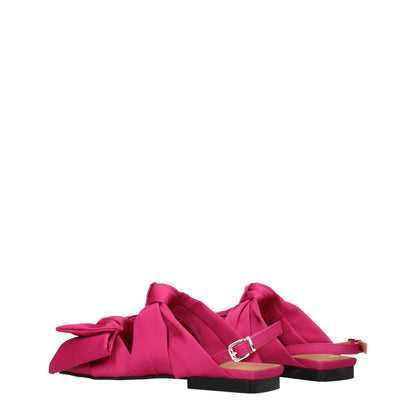 Ganni Pink Fabric Sandal - Fuchsia Front Detail Design