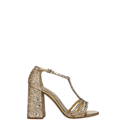 Miu Miu Gold Plastic Sandal with Rhinestones