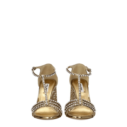 Miu Miu Gold Plastic Sandal with Rhinestones