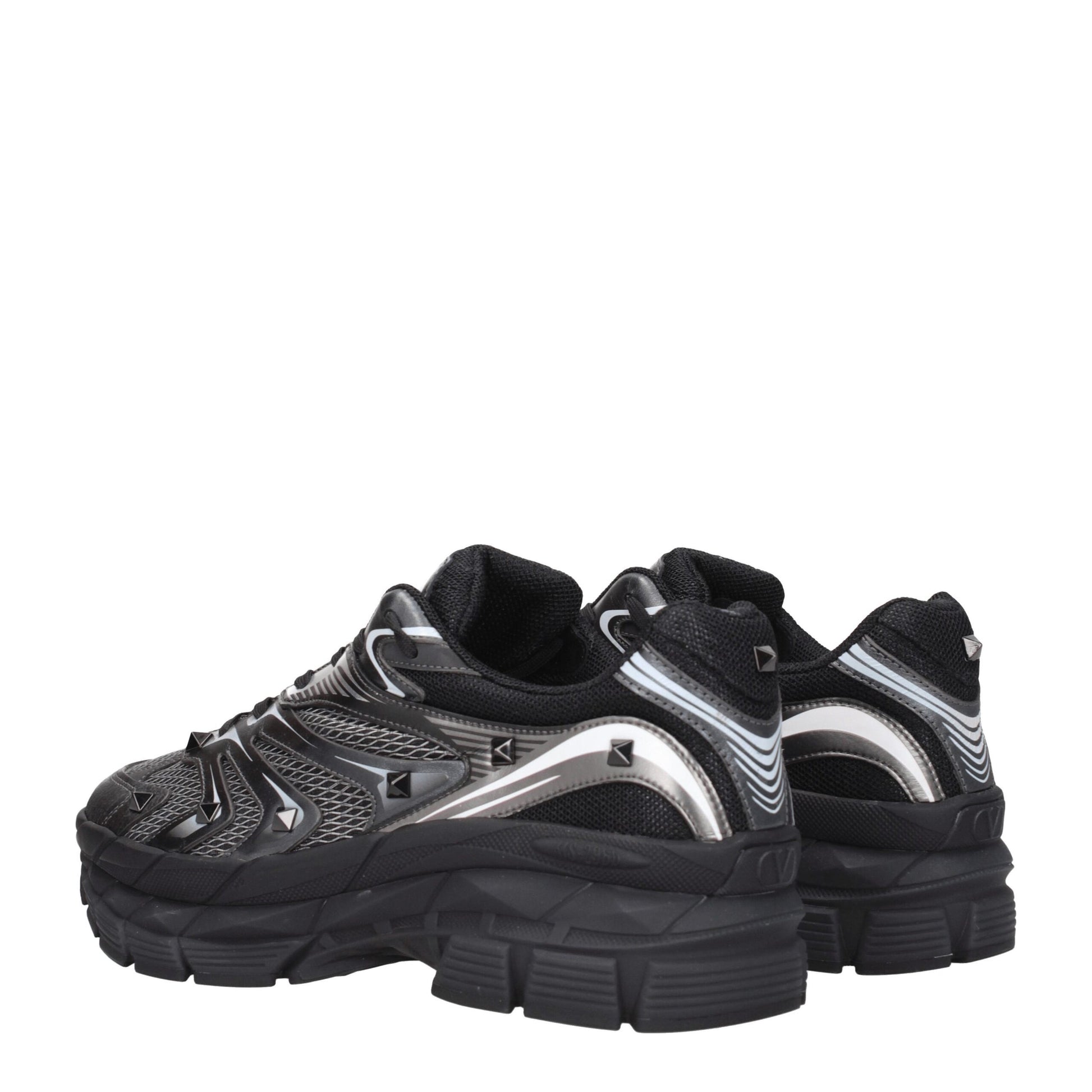Valentino Garavani Black Fabric Sneakers with Studs