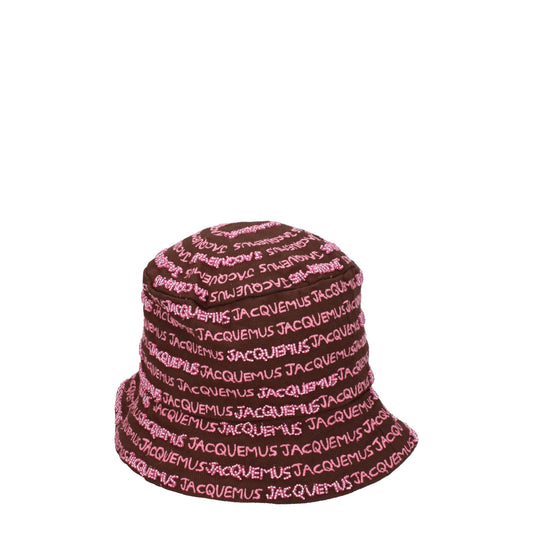 Jacquemus Brown Cotton Hat with Beaded Detail