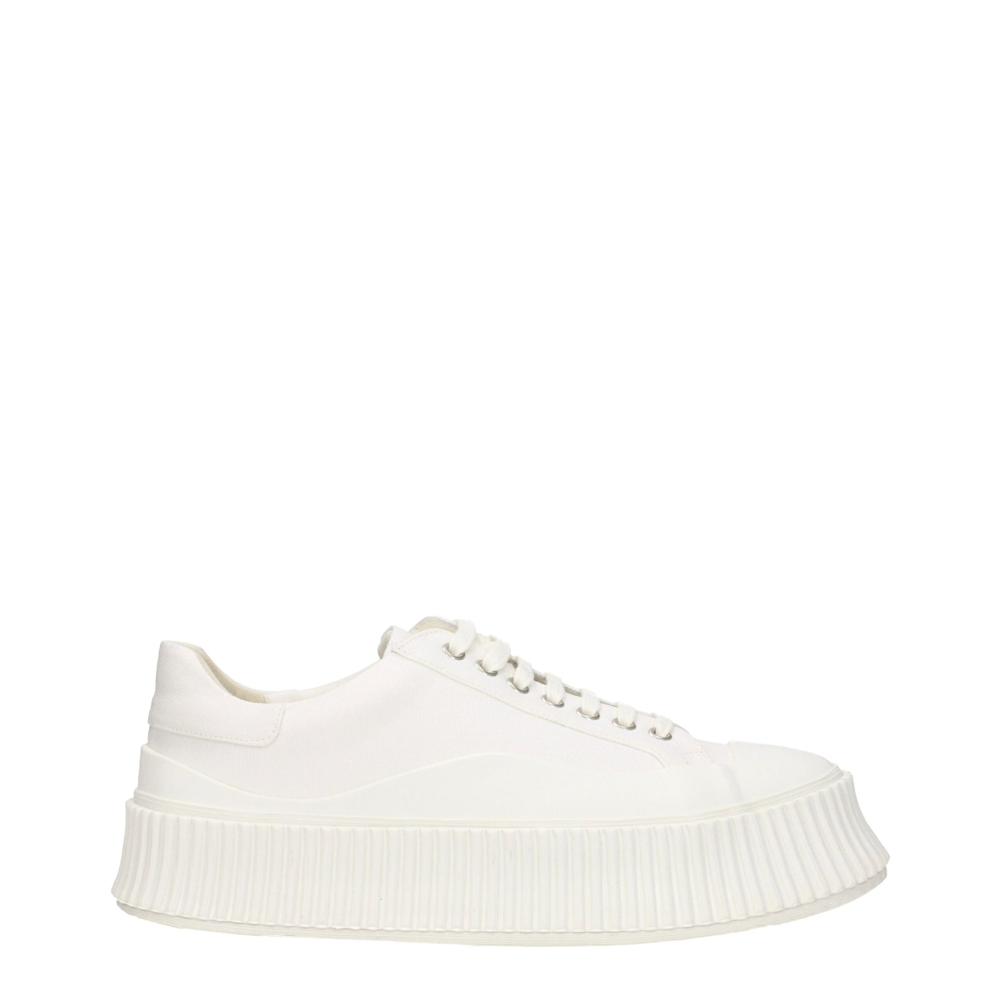 Jil Sander White Fabric Sneakers: Modern Elegance in Footwear