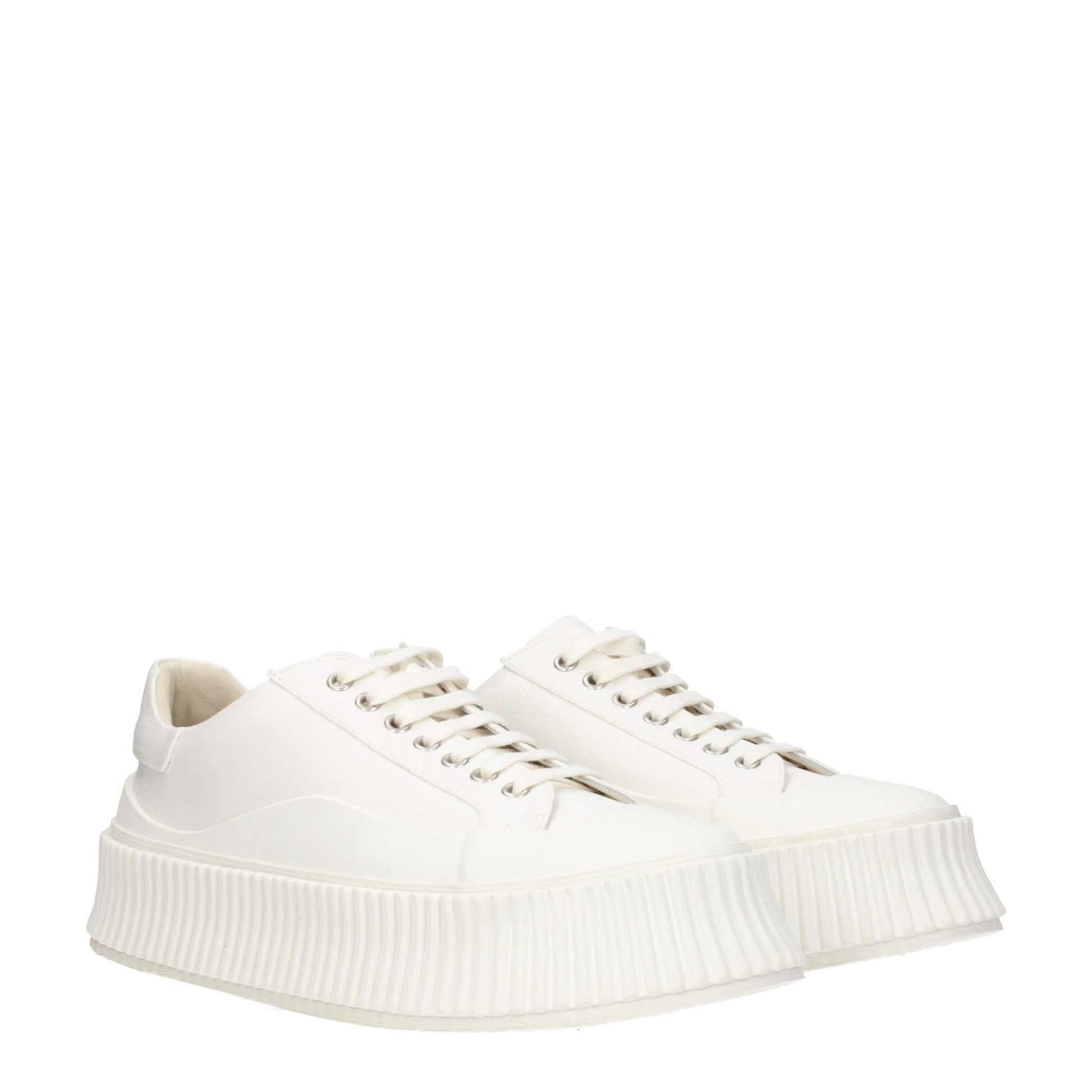Jil Sander White Fabric Sneakers: Modern Elegance in Footwear