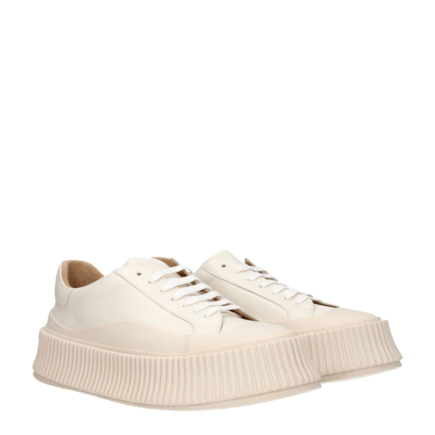 Jil Sander Beige Leather Sneakers - Effortlessly Chic Casual Footwear