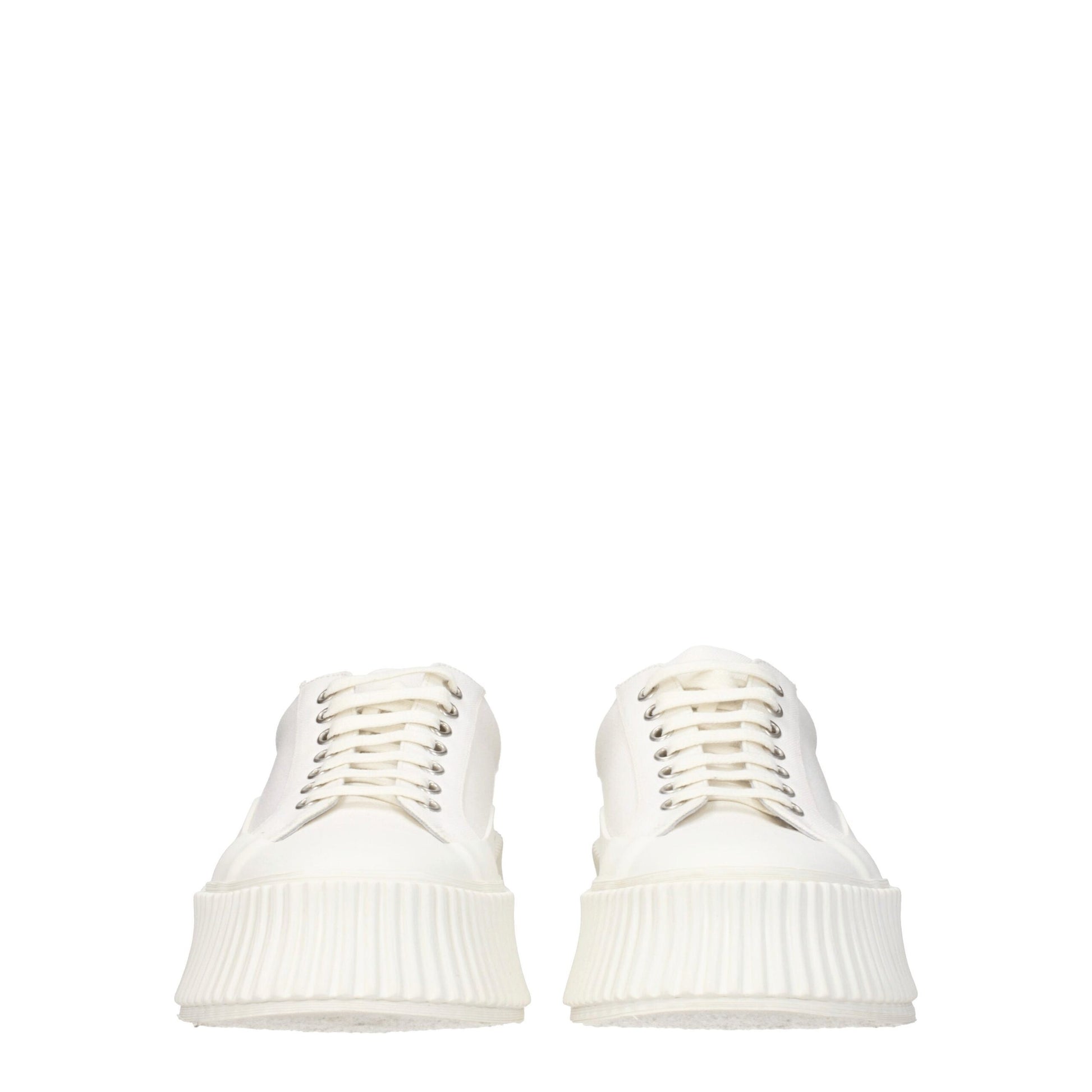 Jil Sander White Fabric Sneakers: Modern Elegance in Footwear