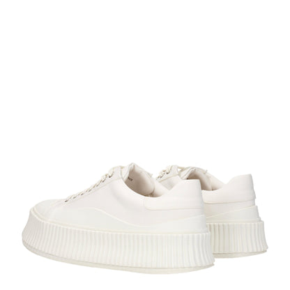 Jil Sander White Fabric Sneakers: Modern Elegance in Footwear