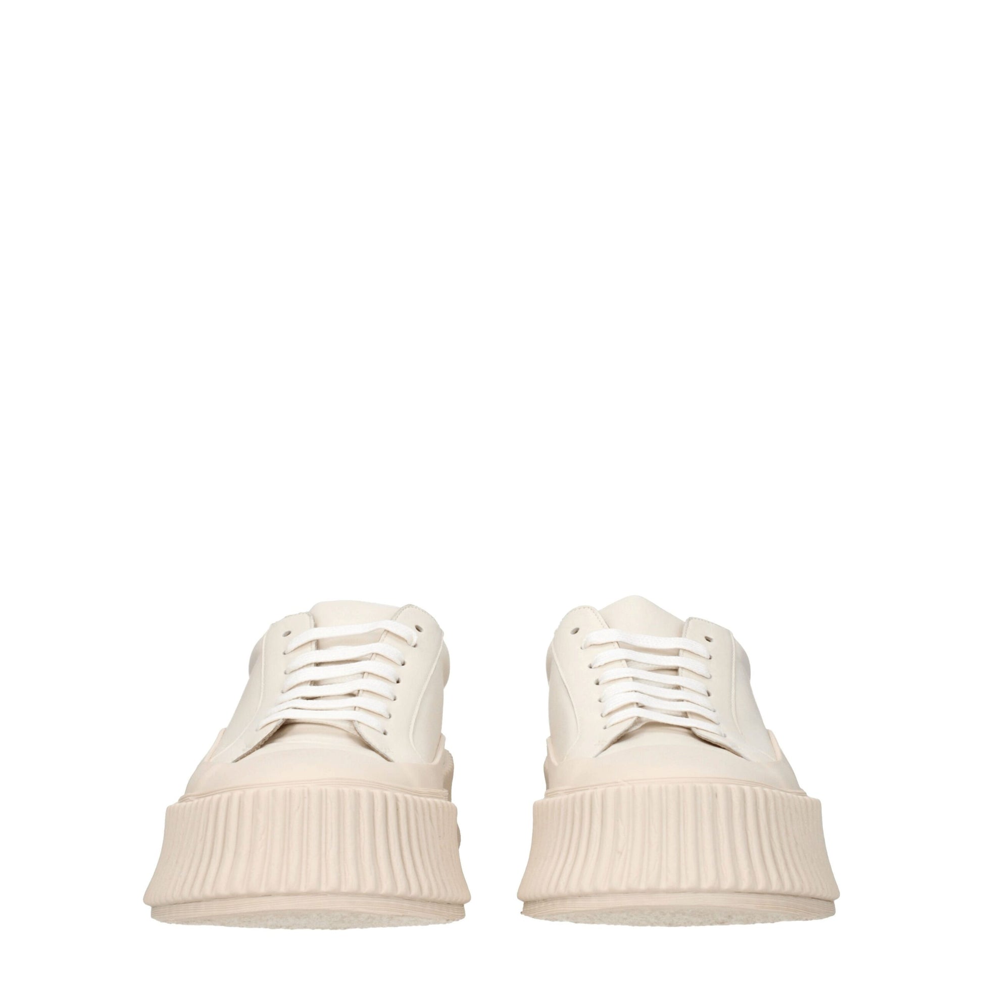 Jil Sander Beige Leather Sneakers - Effortlessly Chic Casual Footwear