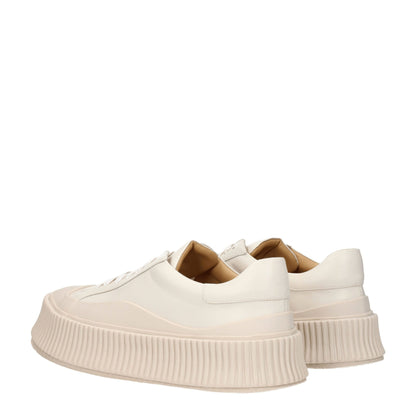 Jil Sander Beige Leather Sneakers - Effortlessly Chic Casual Footwear