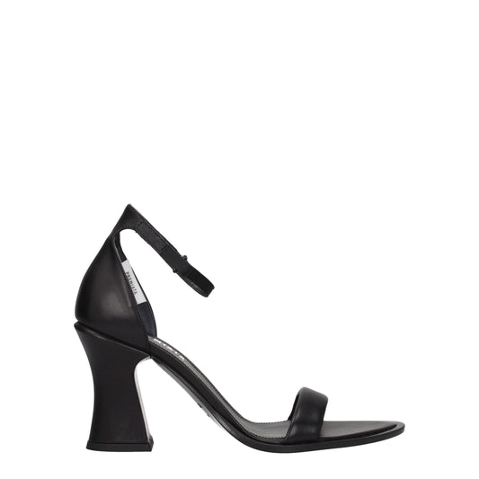 Premiata Black Leather Sandal - Vintage-Effect High Heels