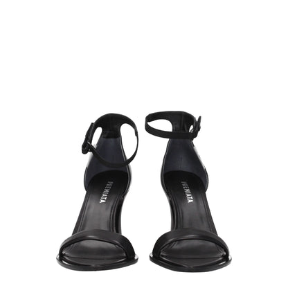 Premiata Black Leather Sandal - Vintage-Effect High Heels