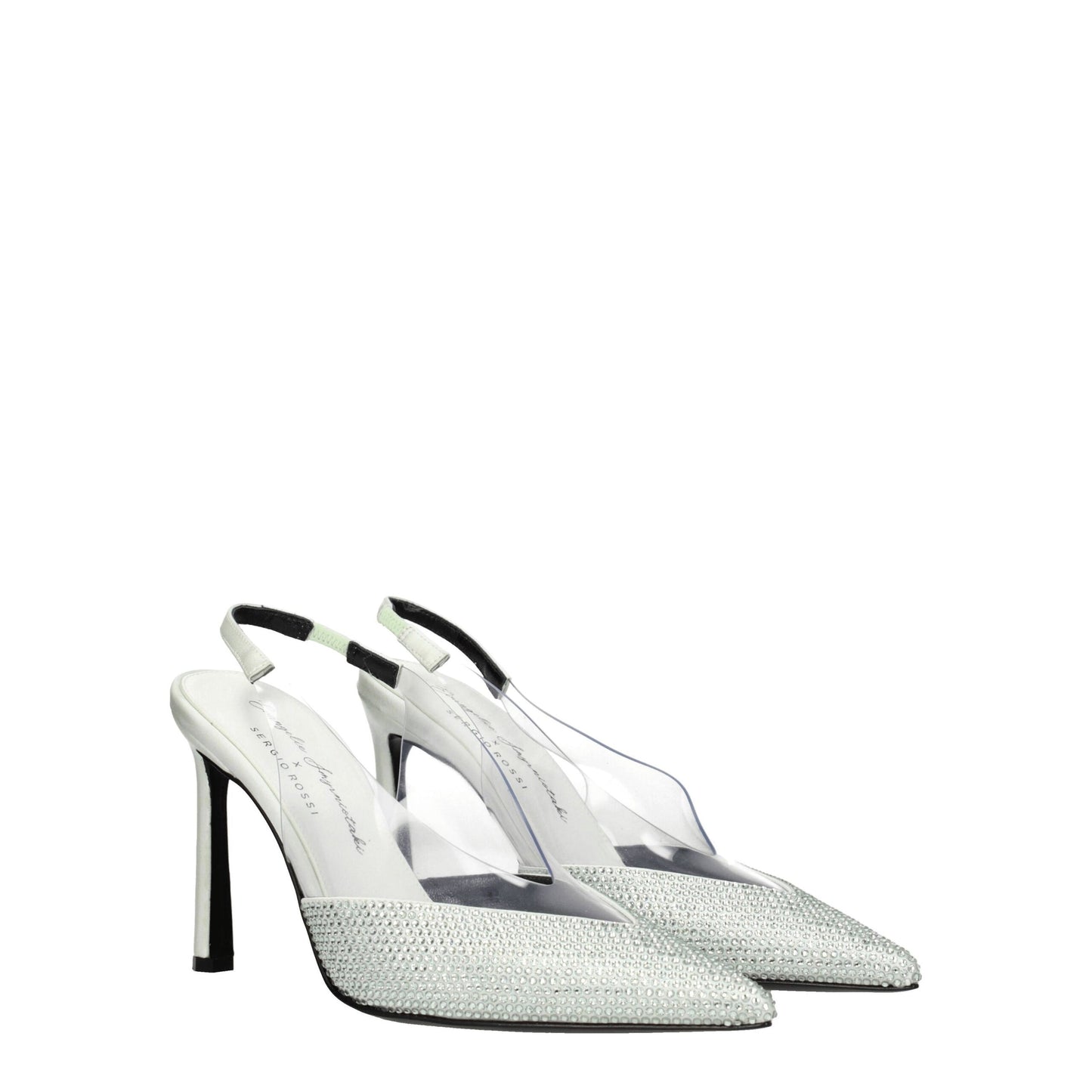 Sergio Rossi Green Satin Sandal with Rhinestone Detail