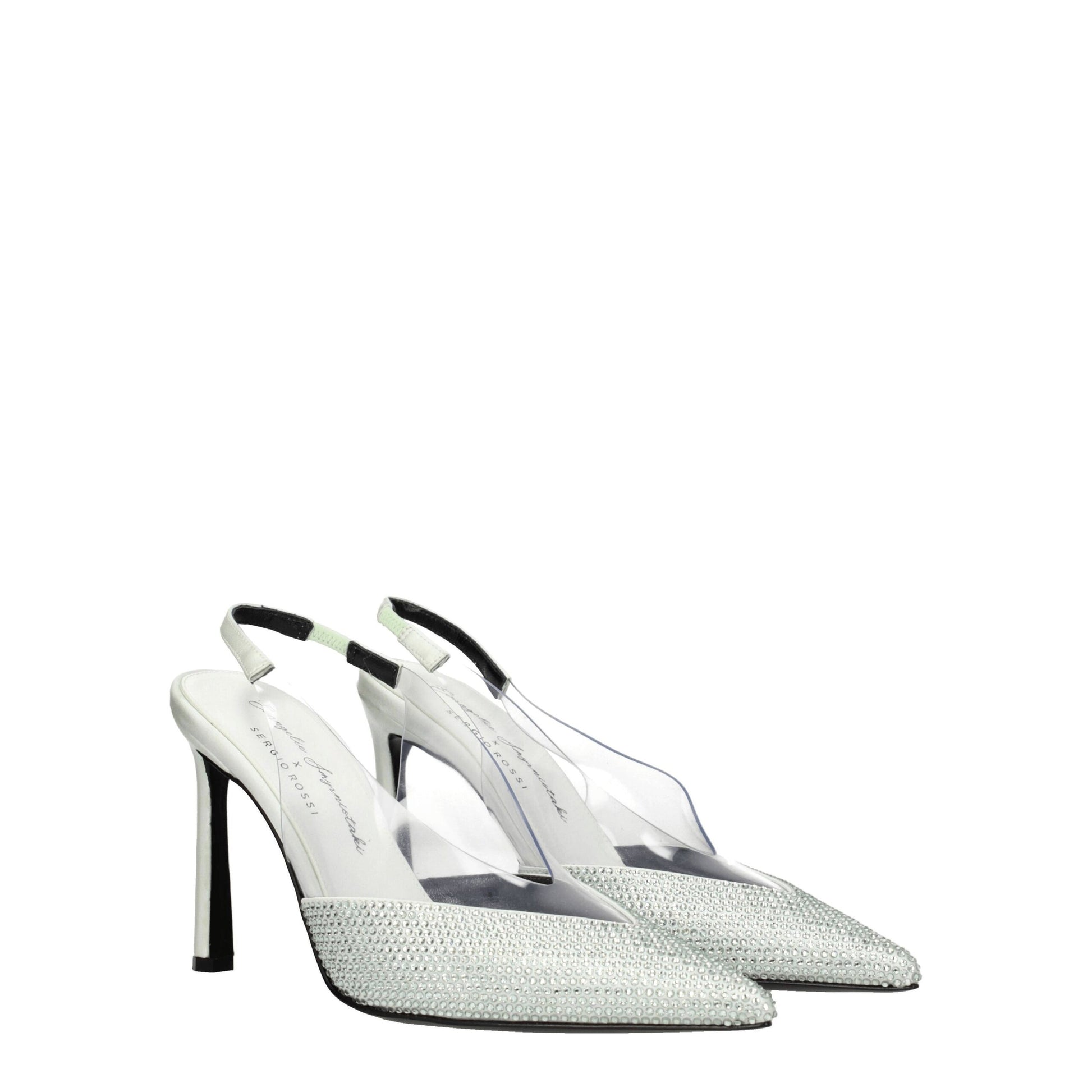 Sergio Rossi Green Satin Sandal with Rhinestone Detail