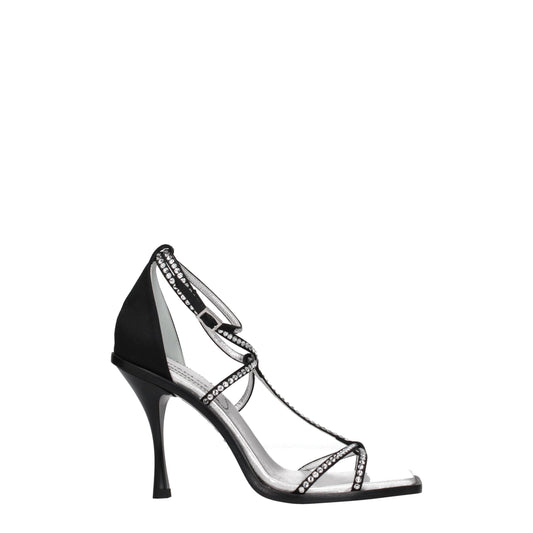 Dsquared2 Black Satin Sandal with Rhinestones