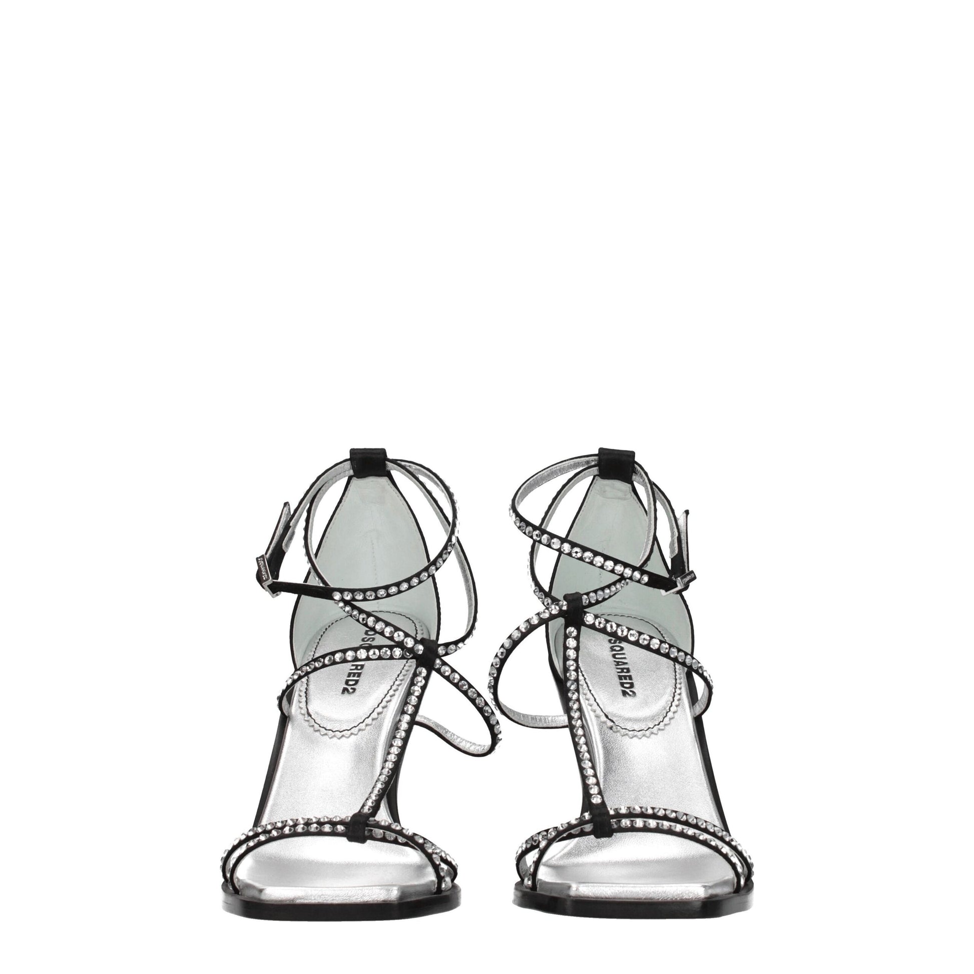 Dsquared2 Black Satin Sandal with Rhinestones