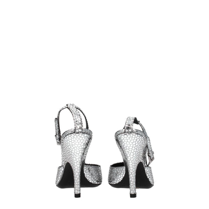 BY FAR Gray Leather Sandal
