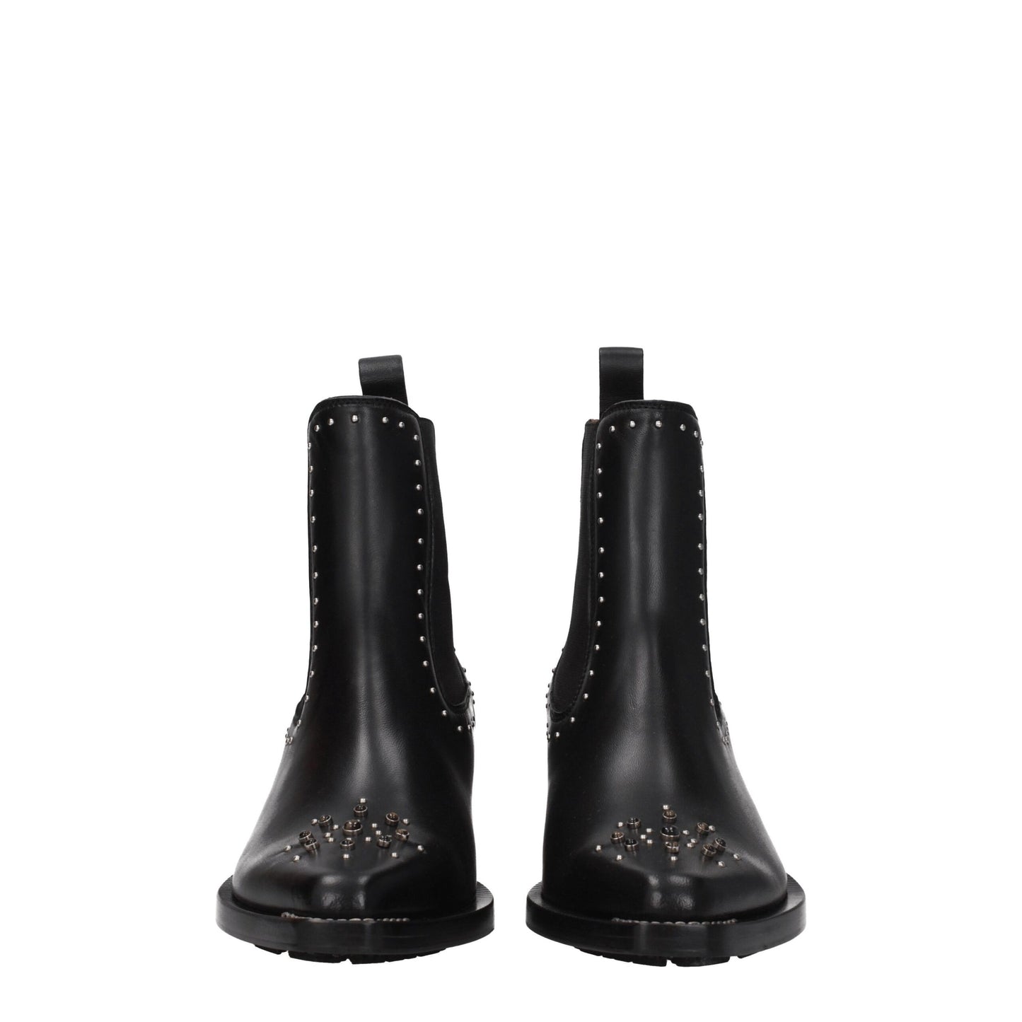 Chloé Black Leather Ankle Boots with Studs and Stones