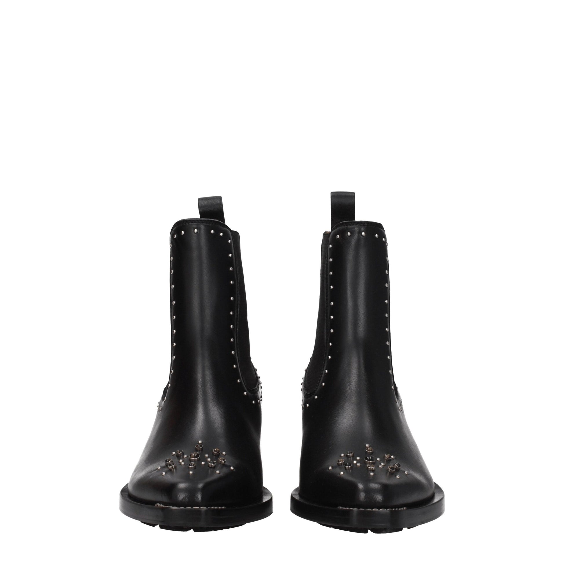 Chloé Black Leather Ankle Boots with Studs and Stones