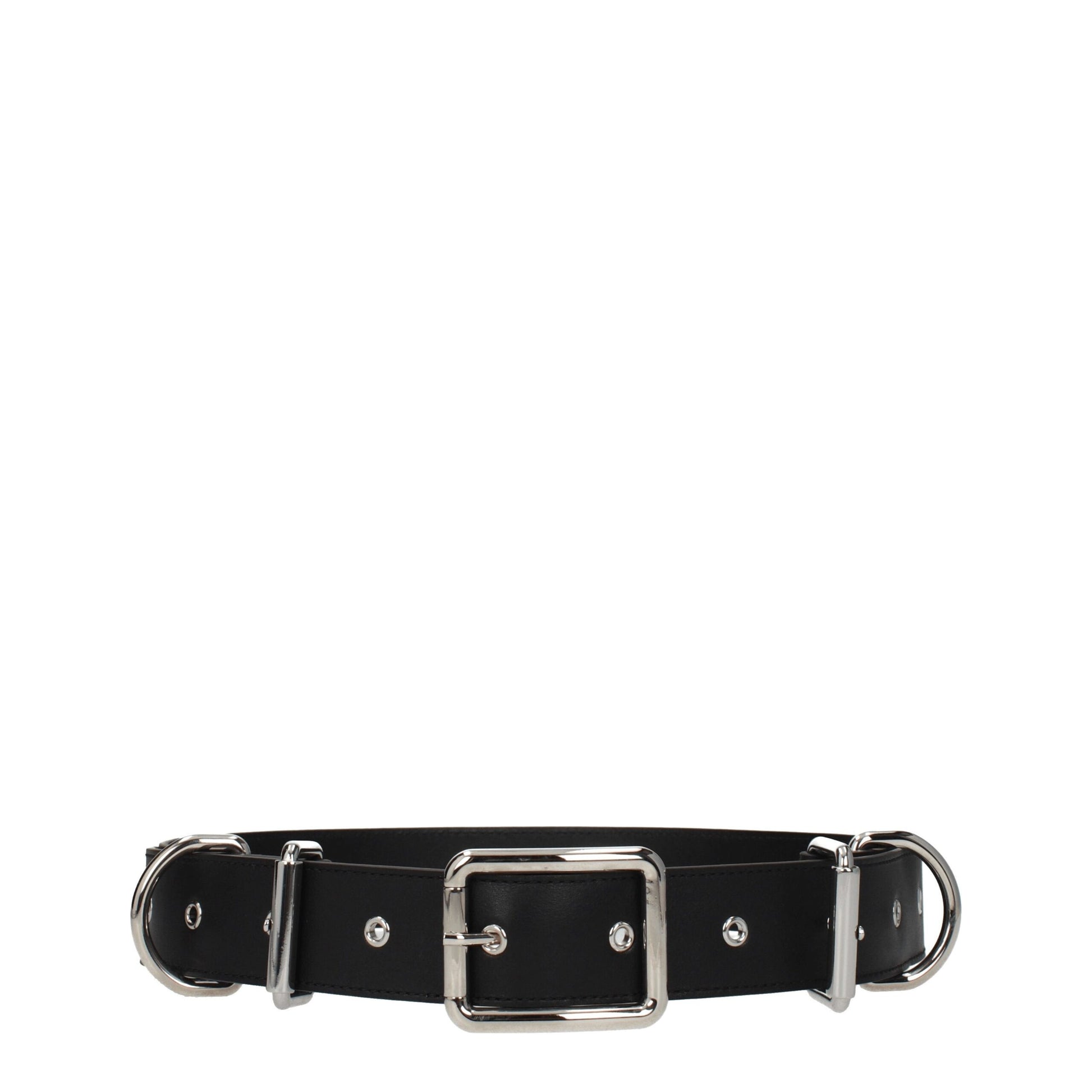 Moschino Black Leather Punk Rock Belt