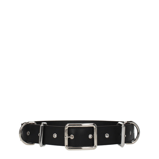 Moschino Black Leather Punk Rock Belt