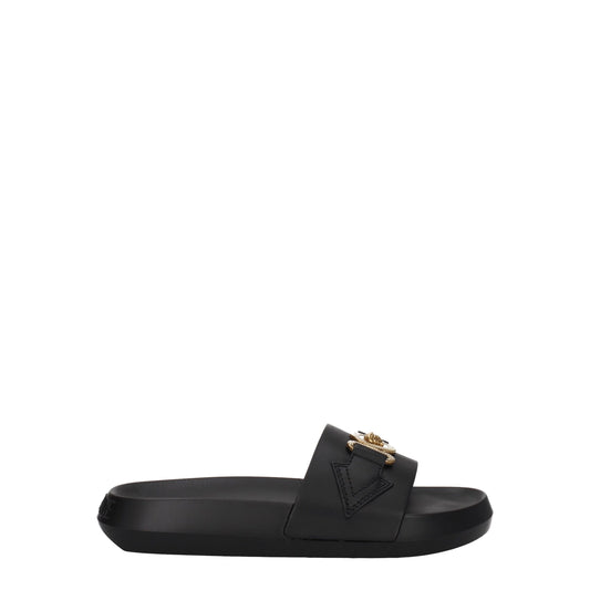 Versace Black Leather Slipper – Casual Elegance