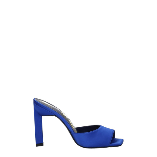 The Attico Blue Satin Sandal - Elegant High Heels with Rhinestones